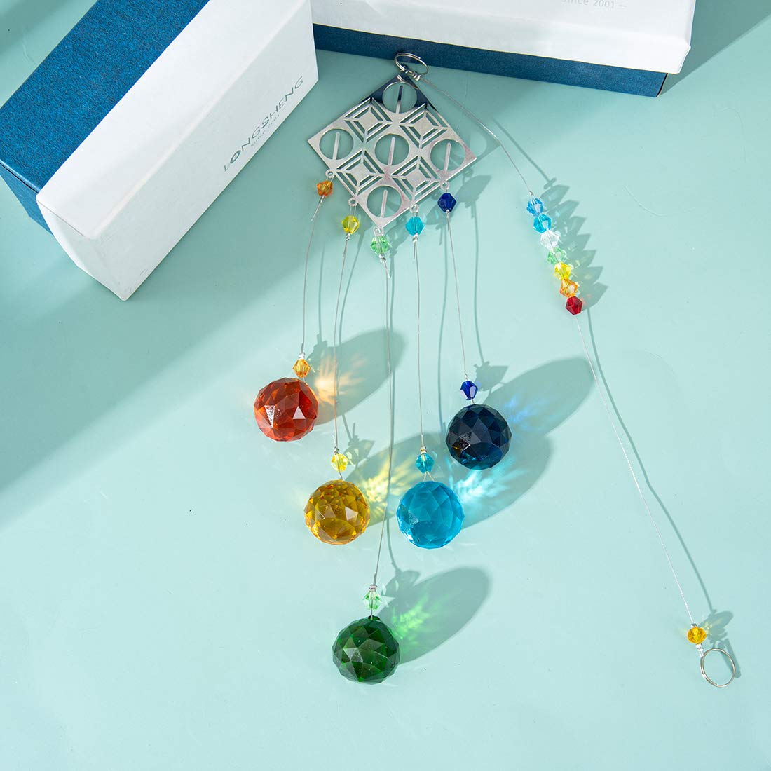 Rhombus Chakra Crystal Ball Suncatcher - Rainbow Maker Window Hanging Pendant for Meditation, Wedding Decor, Home & Garden Ornament - Perfect for Yoga Rooms, Spiritual Healing Spaces and Bohemian Interior Design