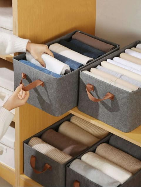 TEKCOOL 3-Pack Collapsible Fabric Storage Bins with Handles - Foldable Closet Organizer for Toys, Books, Shelves & Home Organization - 18.5