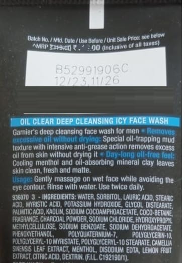 Garnier Men Oil Clear Clay D-Tox Deep Cleansing Icy Face Wash 50g & Bright Complete Overnight Serum 15ml - 2-in-1 Skincare Set for Men - Perfect for Oily Skin & Dark Spot Treatment - Morning & Night Routine