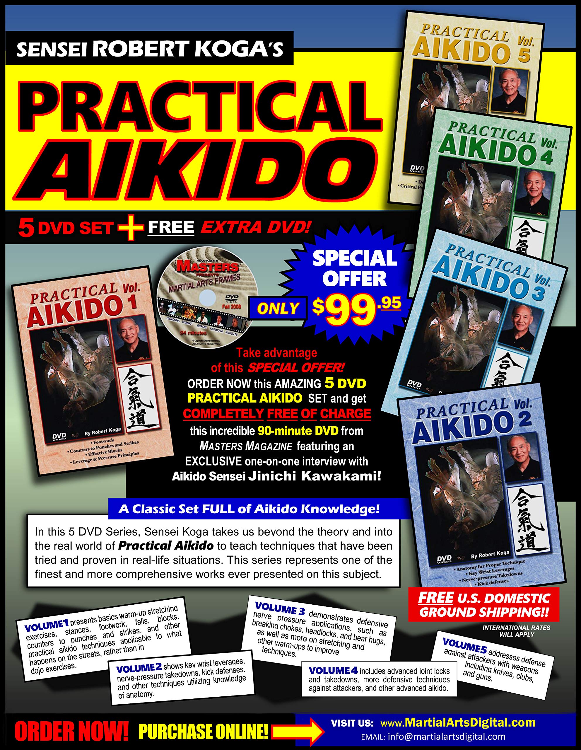 Practical Aikido 5 DVD Set - Learn Self-Defense & Martial Arts Techniques for Home Training | Perfect for Beginners & Advanced Practitioners