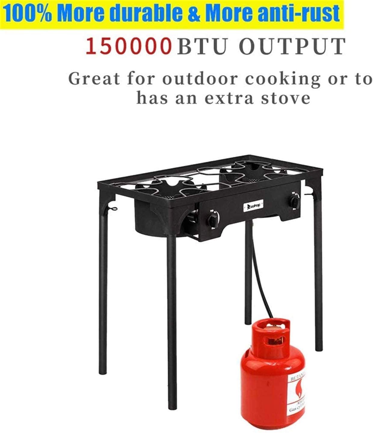 TYNAWYNW Upgraded Heavy-Duty Outdoor Camping Stove - Double Burner Propane Gas Cooker with Sturdy Metal Legs & Stand for Backpacking, Hiking, Picnics & RV Trips - High Pressure Portable Burner Ideal for Outdoor Cooking, BBQ & Emergency Preparedness