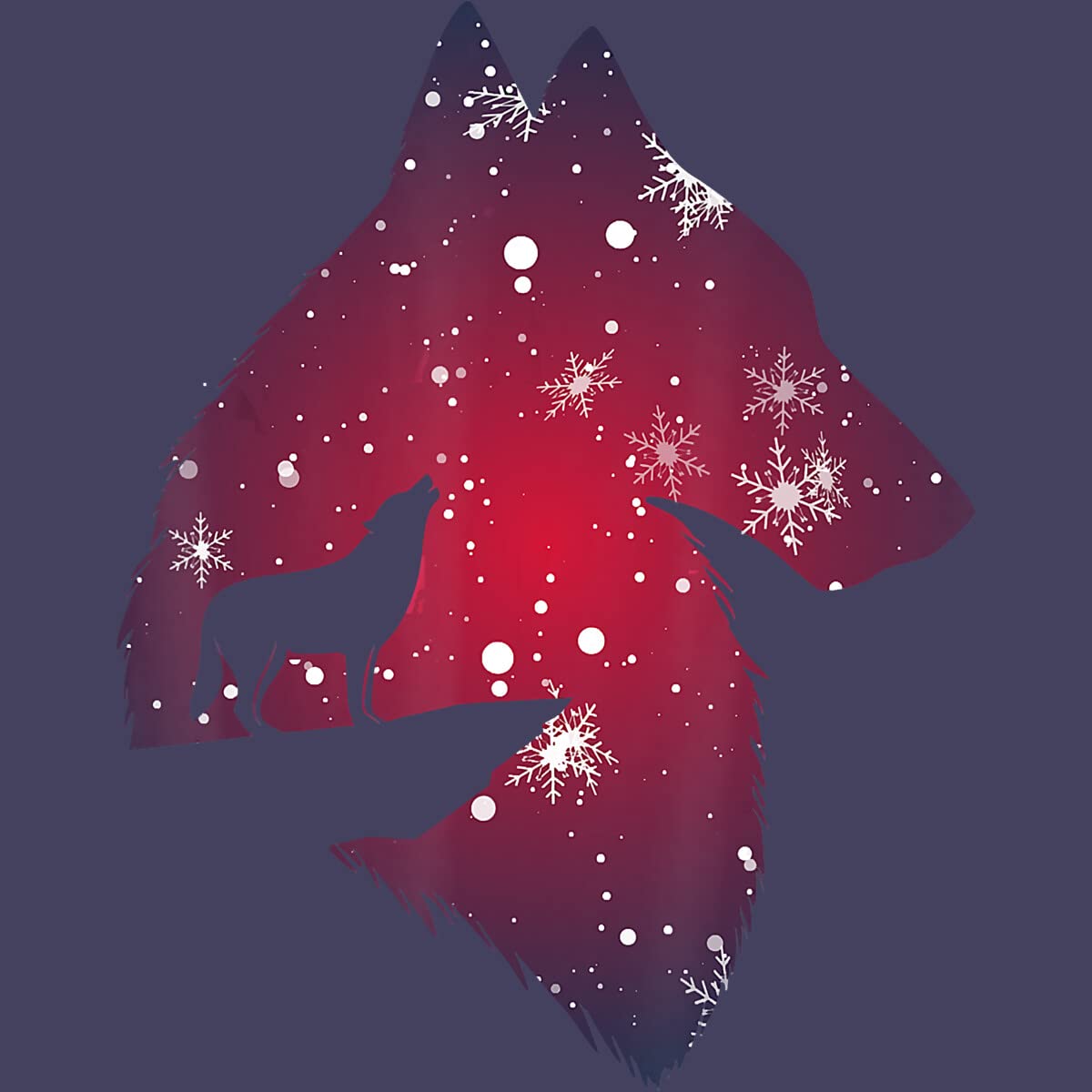 Funny Christmas Wolf with Snowfall Graphic T-Shirt for Women, Adults, Kids - Holiday Party & Family Gathering Outfit by NekoShop