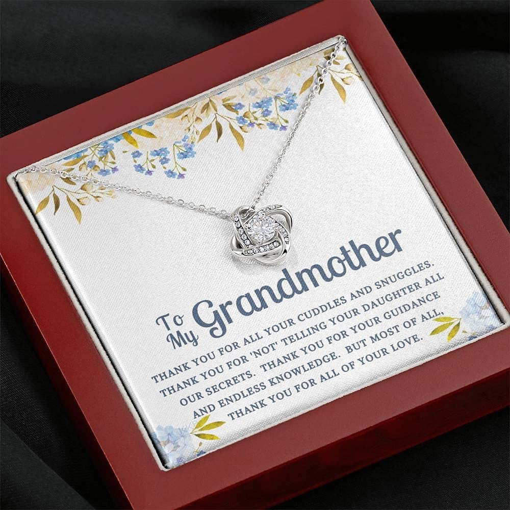 Personalized Message Card Necklace - Handmade Grandma Jewelry Gift for Christmas, Birthday, Anniversary | Engravable Love Knot Pendant for Grandmother, Granddaughter & Family | Perfect for Special Occasions & Heartfelt Moments