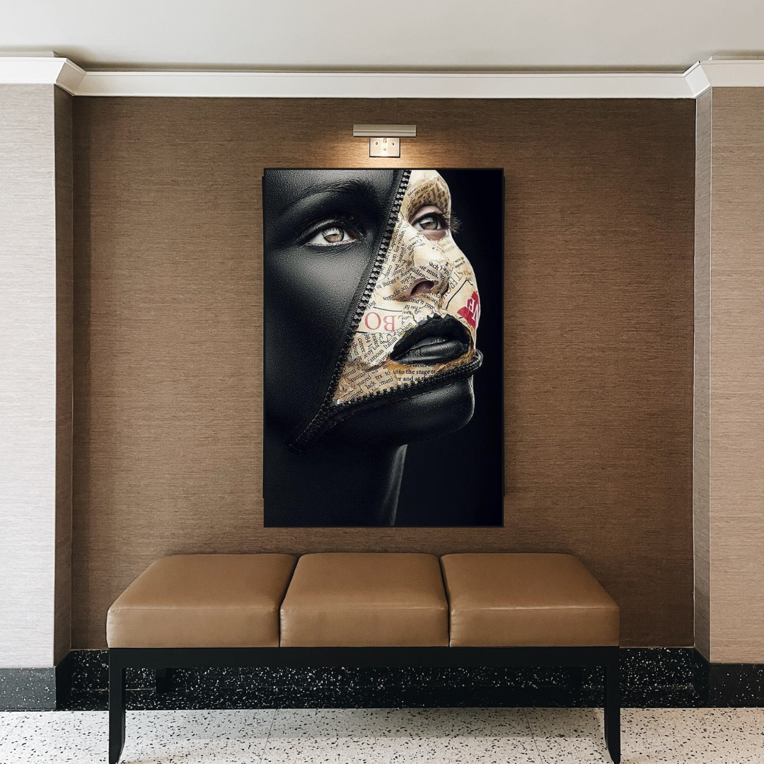 Afro Girl Model Canvas Wall Art - Black Girl Empowerment Painting - Modern Home Decor for Living Room, Bedroom & Office