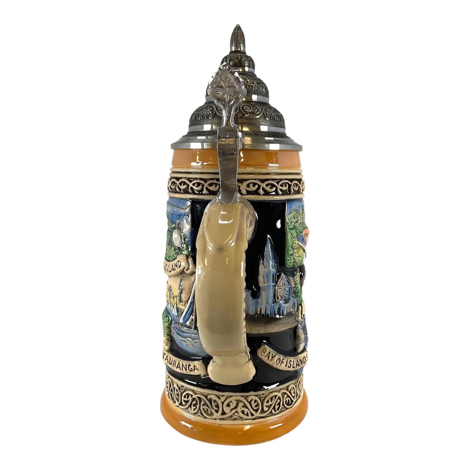 Authentic New Zealand Coat of Arms & Landmarks 0.5L German Beer Stein - Perfect for Oktoberfest, Home Bar Decor & Gift for Beer Lovers
