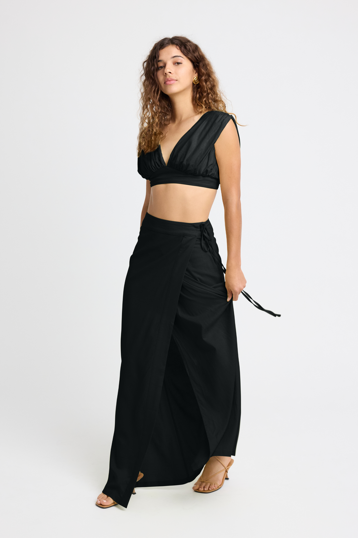Callen Linen Maxi Skirt for Women - Flowy Summer Long Skirt with Pockets, Black - Perfect for Beach, Vacation & Boho Style Outfits