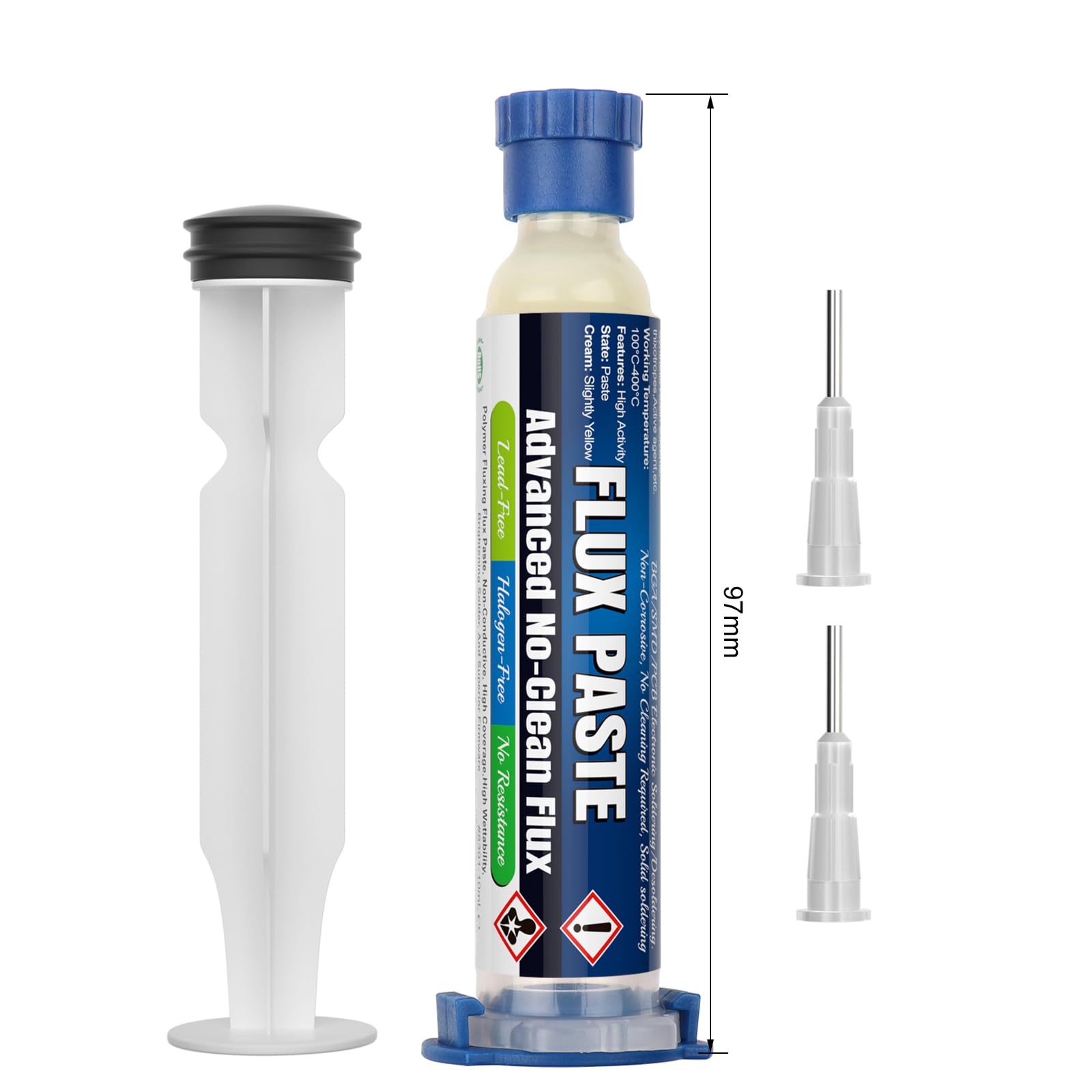 BEEYUIHF SMD Electronic Flux, Rosin Soldering Paste Flux, 10mL Syringe No Clean Flux Paste, Acid-Free Halogen-Free for PCB Repair and Electronics Soldering (1 Pack) #8391 - Ideal for Circuit Board Assembly, DIY Electronics Projects, and Professional Soldering Work