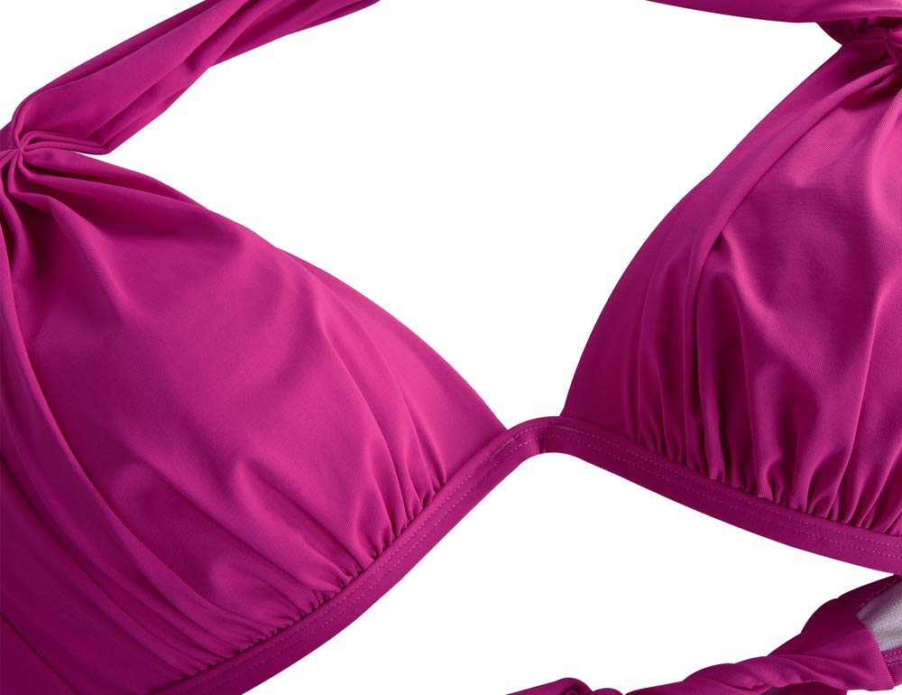 Hilor Women's Goddess Halter Bikini Top - Ruched Triangle Swimwear for Women, Adjustable Ties, Sexy Bathing Suit for Beach, Pool & Summer Vacation