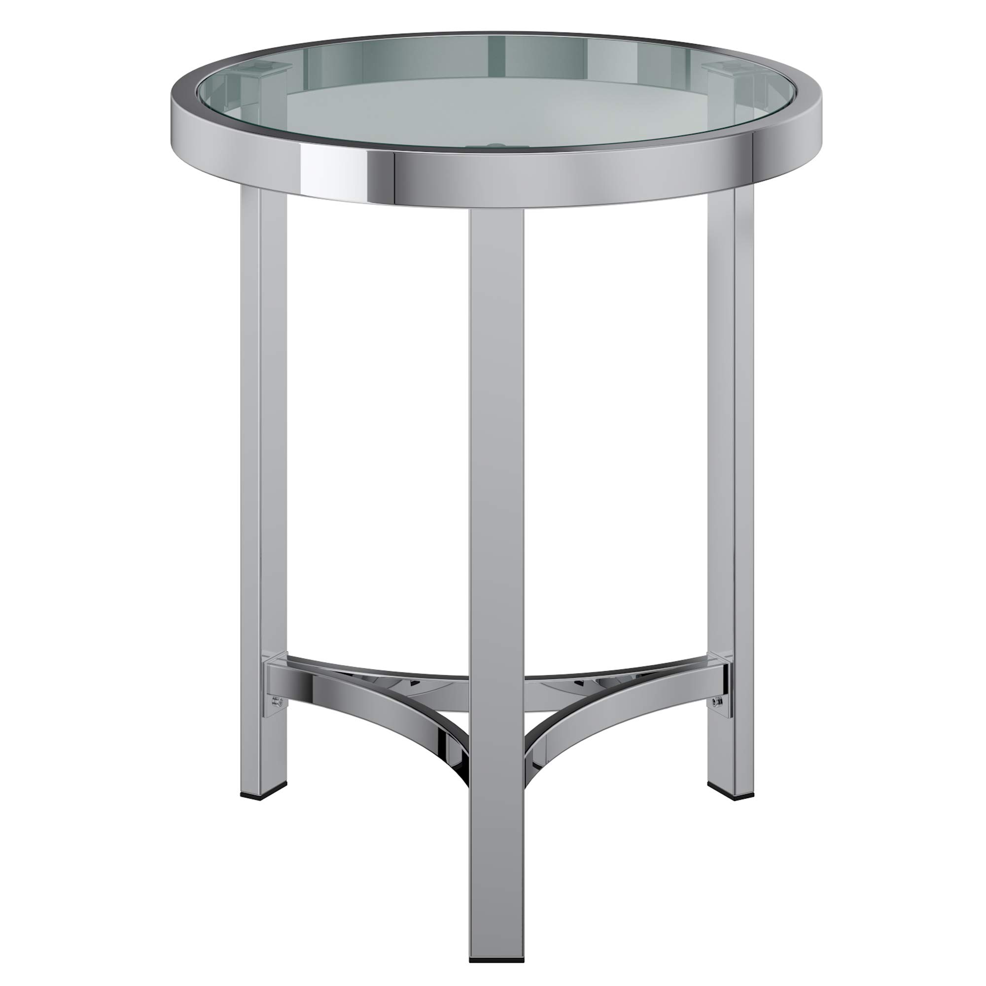 Modern Glass and Chrome Accent Side Table - Stylish Bedside Table for Living Room, Bedroom & Office Decor