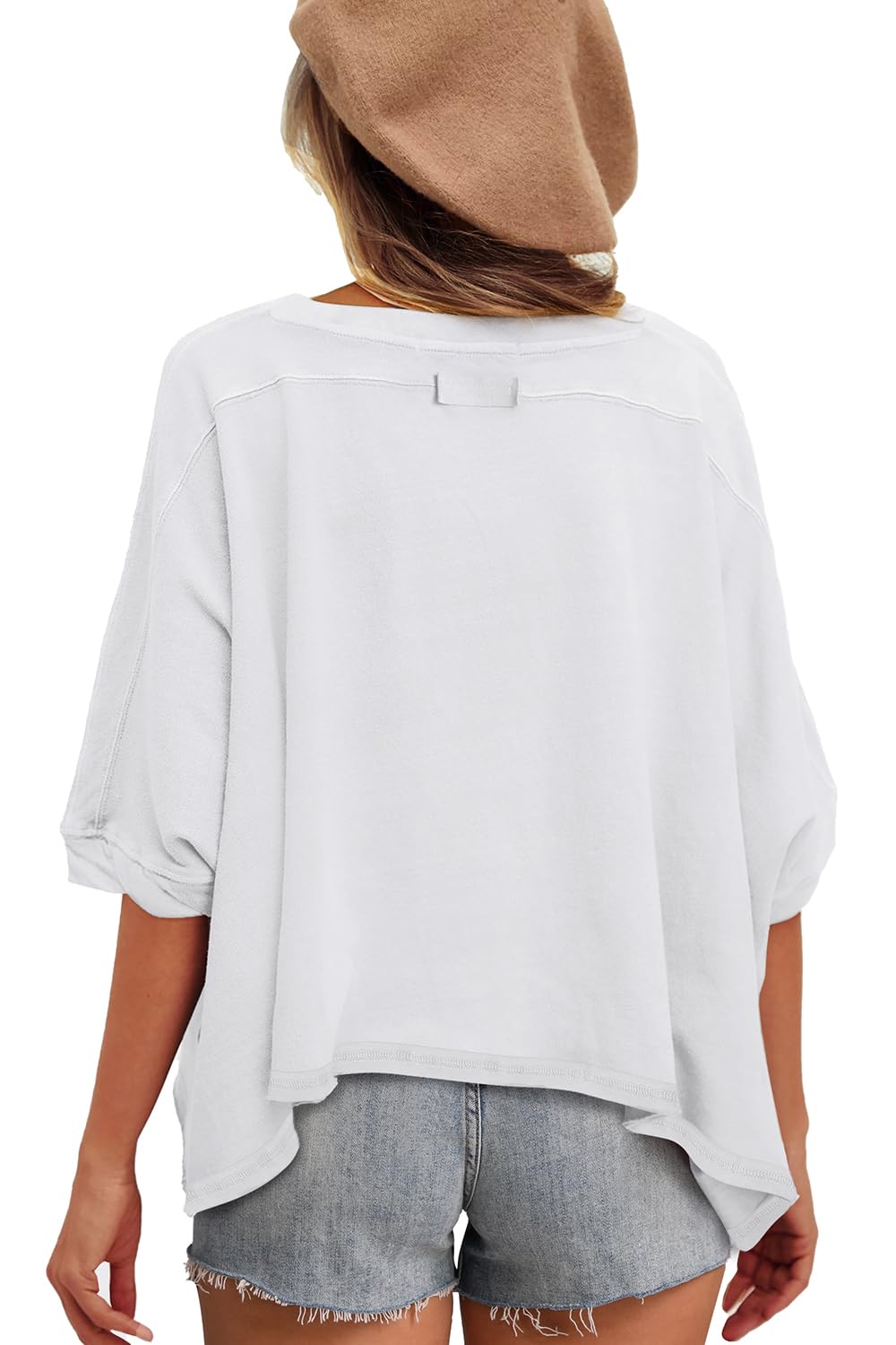 WIHOLL Women's Oversized Crop Tops - Short Sleeve Crewneck Casual Summer T-Shirts | Perfect for Beach, Music Festivals & Everyday Wear