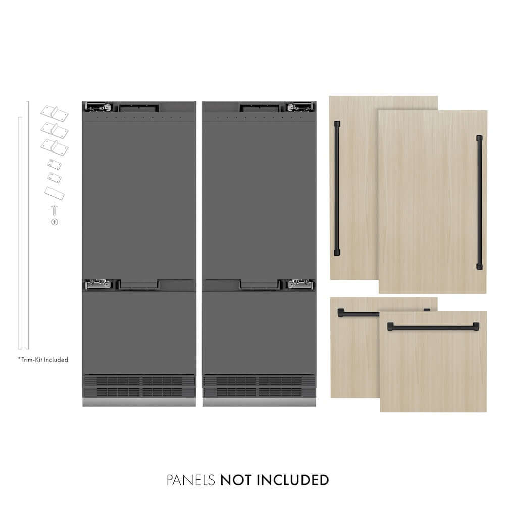 ZLINE Autograph Edition 60-Inch 32.2 cu. ft. Built-In French Door Refrigerator with Bottom Freezer, Water Dispenser & Ice Maker - Graphite Gray Interior & Matte Black Accents (GRBIVZ 60 MB) | Premium Kitchen Appliance for Modern Homes & Luxury Condos