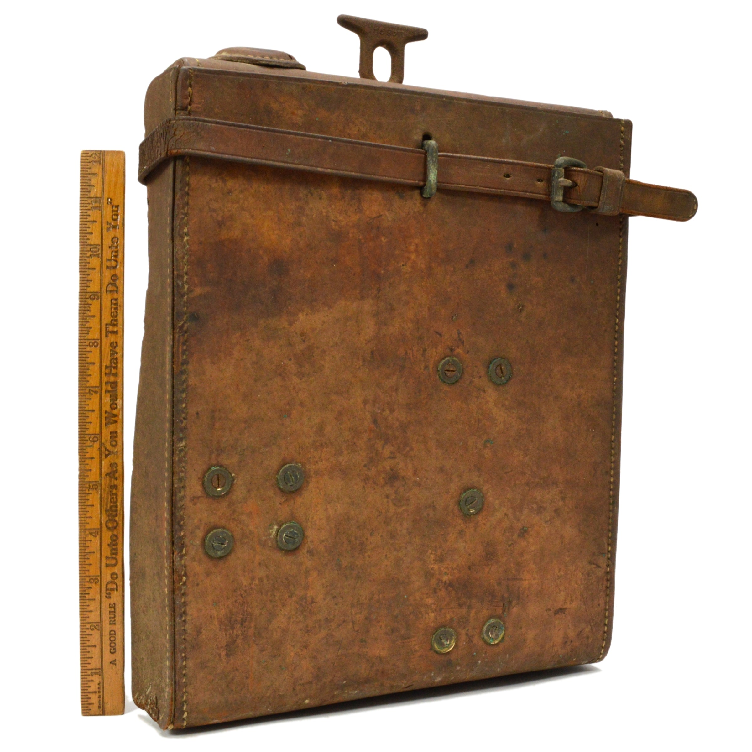 Vintage Custom Leather Tool Case with Brass Rivets - Durable Engineering & Specialty Tool Storage for Professionals & DIY Enthusiasts - Perfect for Workshops, Garages & Construction Sites