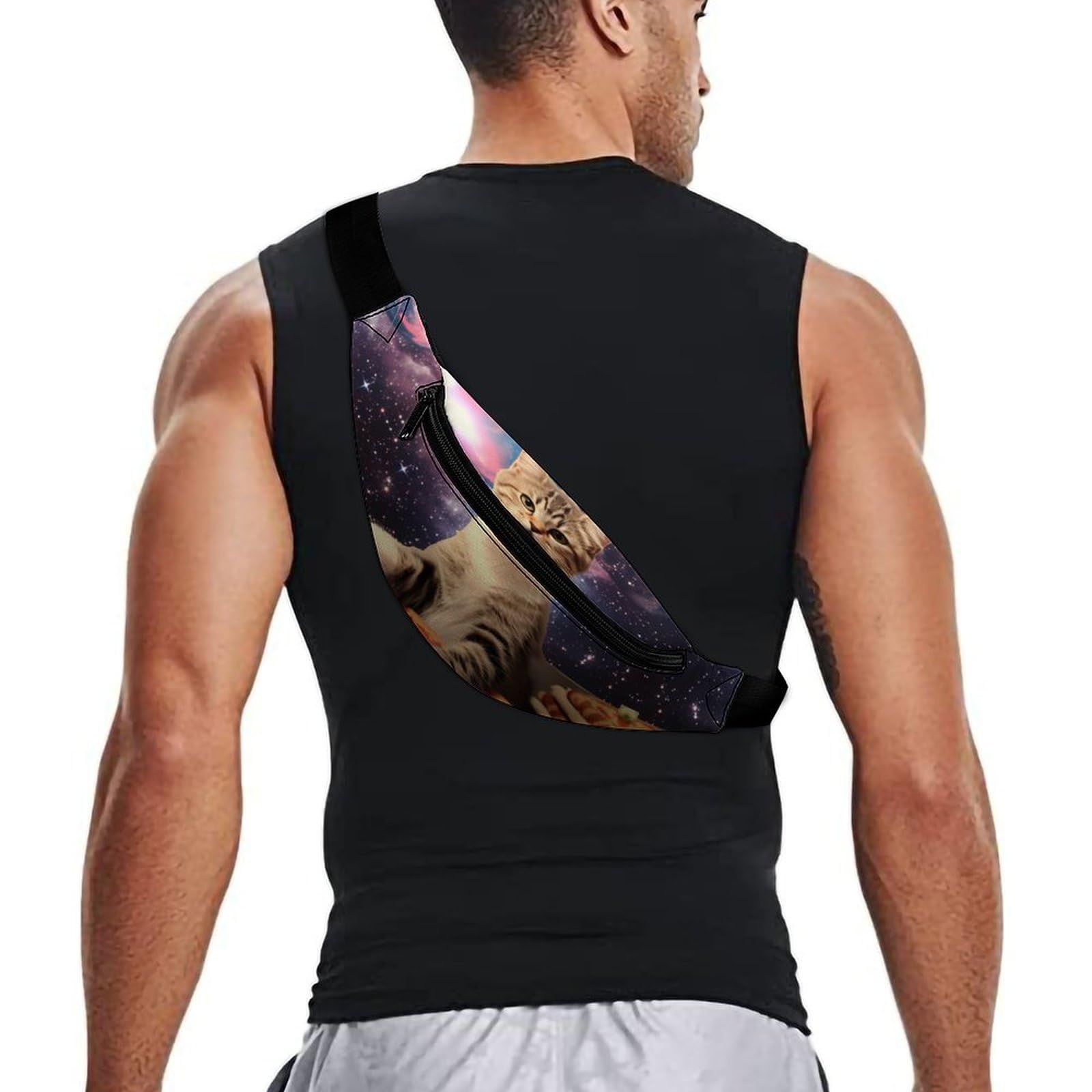 Stylish Adjustable Space Cat Belt Bag - Crossbody Waist Pouch for Women & Men | Perfect for Travel, Concerts & Everyday Use