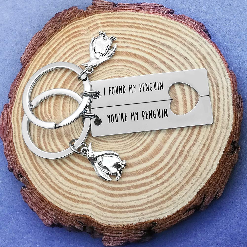 Penguin Couple Keychain Set - Matching 'You're My Penguin' & 'I Found My Penguin' Gifts for Girlfriend/Boyfriend - Personalized Couples Jewelry for Christmas, Wedding & Anniversaries - Perfect for Long Distance Relationships & Romantic Surprises