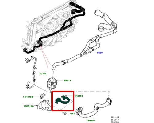 **Genuine Land Rover Auxiliary Water Pump Bracket for Range Rover Velar LR110259 - Replacement Part for Engine Cooling System**