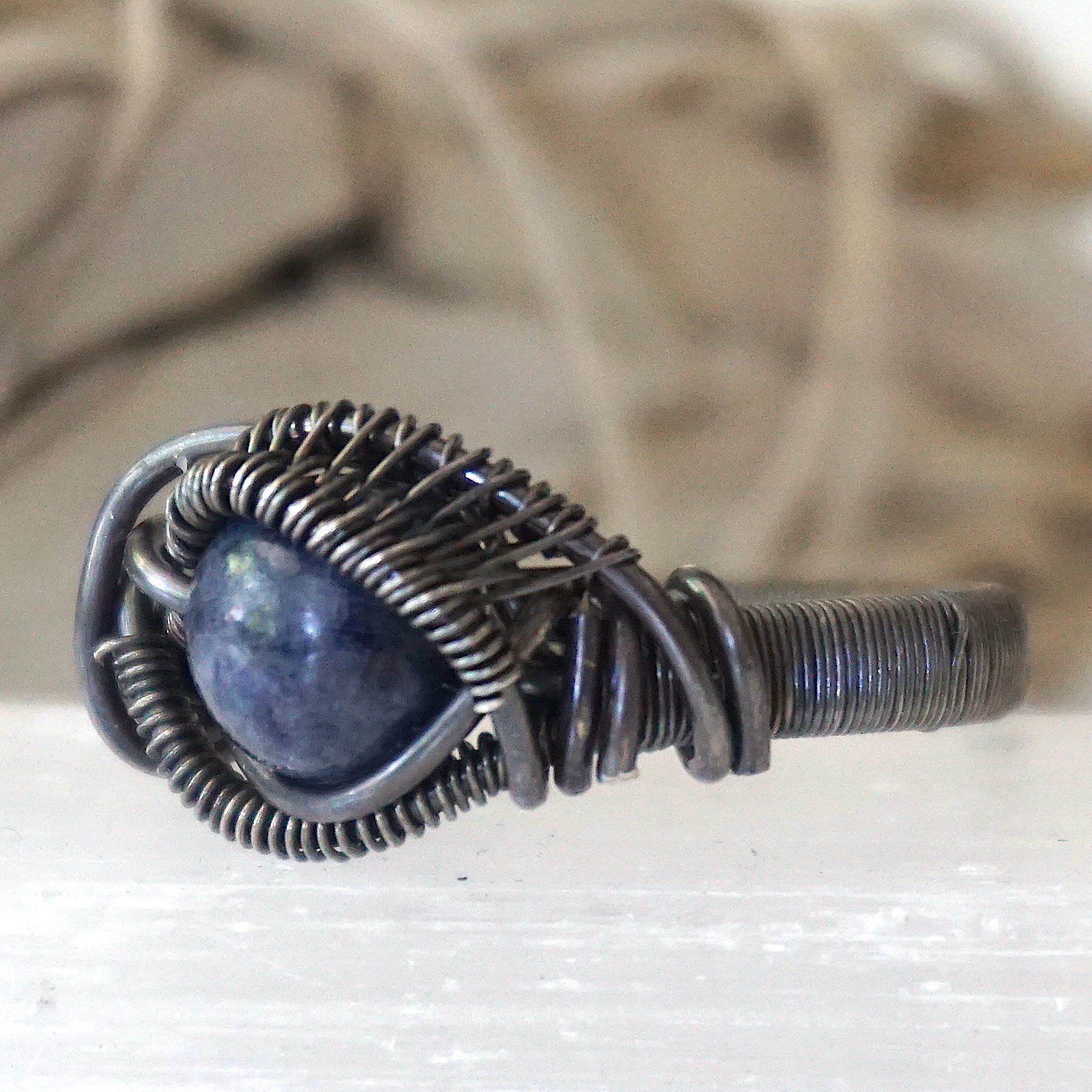 Handmade Sterling Silver Wire Wrapped Raw Sapphire Ring - Natural Blue Gemstone Jewelry for Women - Perfect for Boho Chic, Wedding & Everyday Wear