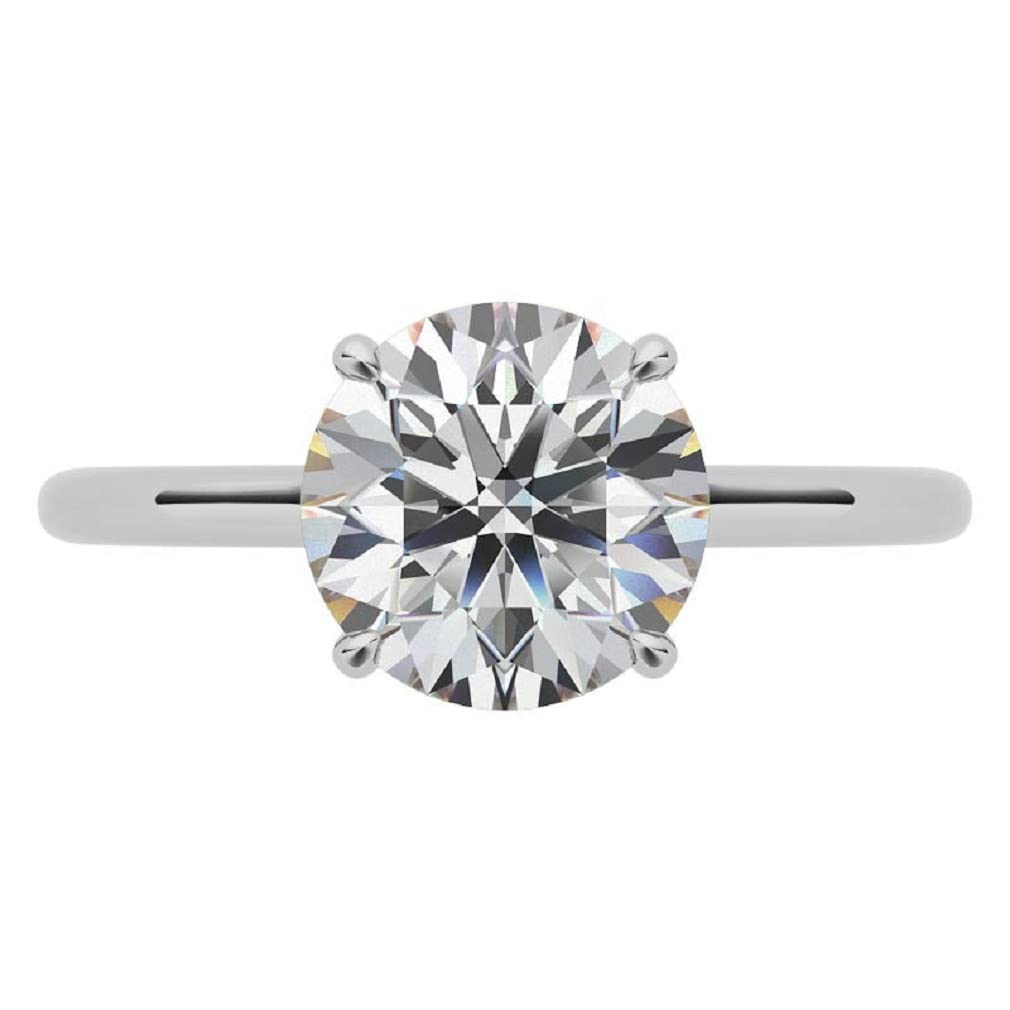 10K/14K/18K Solid White Gold Handmade Moissanite Engagement Ring - 3 CT Round Cut Solitaire with Hidden Halo & Pave Setting - Diamond Wedding Ring Set for Women - Perfect for Proposals, Anniversaries & Bridal Jewelry (MDENR849)