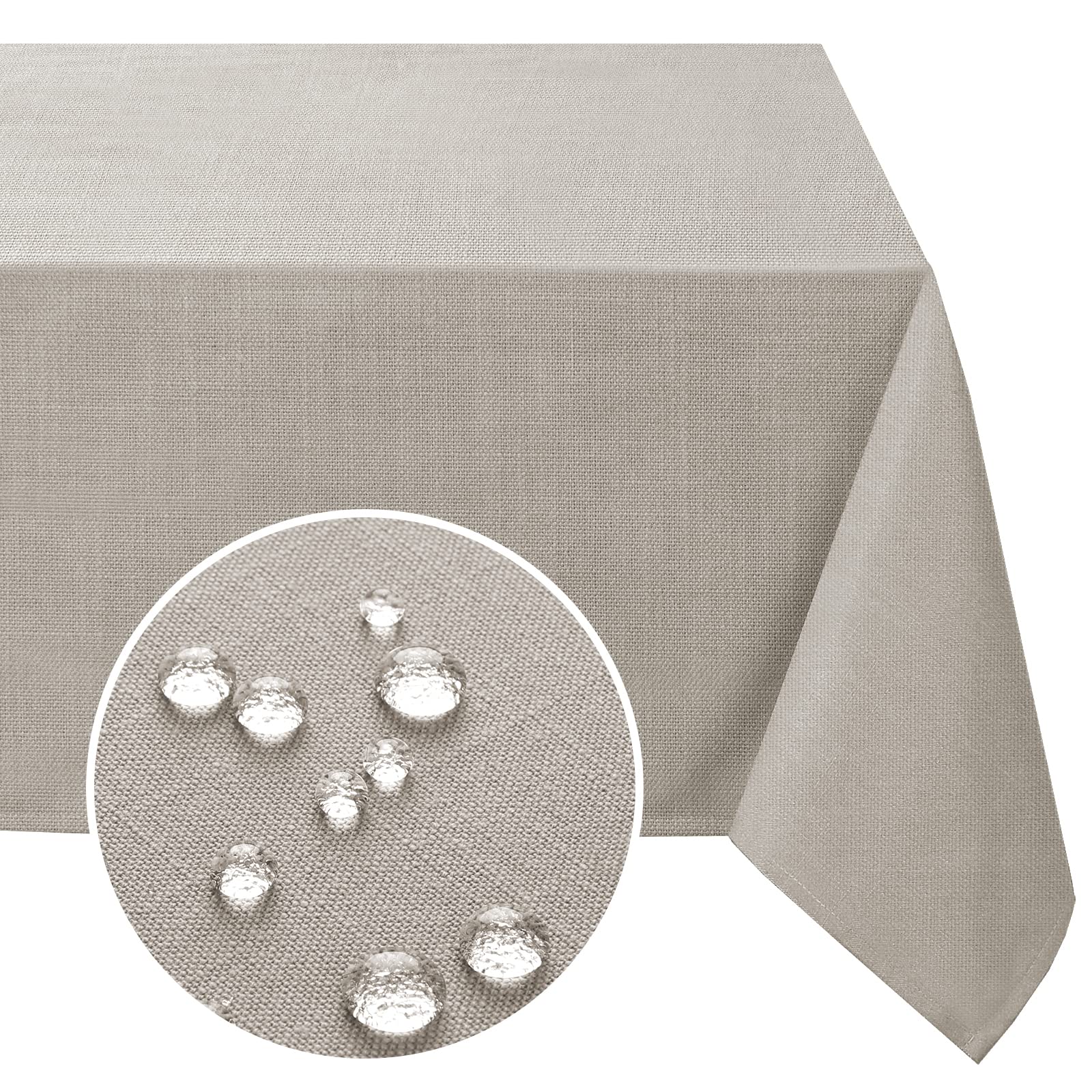 Premium 54x54 Inch Square Tablecloth - Wrinkle-Resistant & Waterproof Linen Fabric for Dining Room, Kitchen, Outdoor Picnics & Parties (Taupe) - Washable & Durable Table Cover for Square Tables