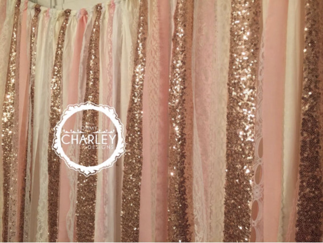 Rose Gold Sequin Garland Backdrop - 5x6ft for Wedding & Baby Shower Decor