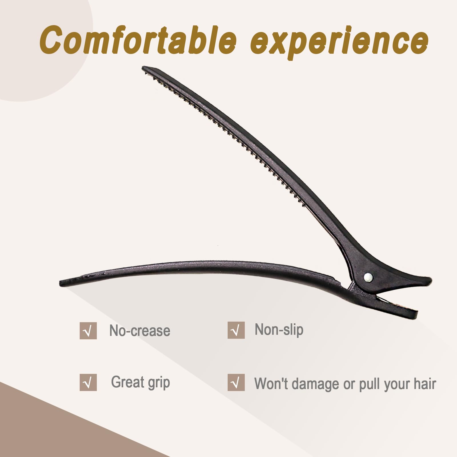 6pcs Professional Anti-Slip Duckbill Hair Clips for Men & Women - Non-Deformable Barber Hair Clips for Styling Long Hair - Perfect for Salon, Home Haircuts & DIY Hairstyles