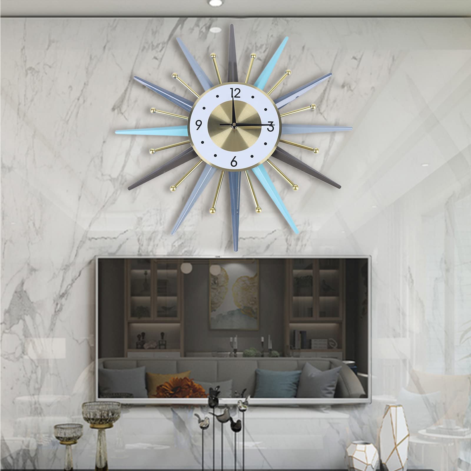 Nordic Style Silent Non-Ticking Wall Clock - 22.8 Inch Modern Battery Operated Wall Decor for Living Room, Bedroom, Study & Office - Perfect for Home, Office and Gift Giving