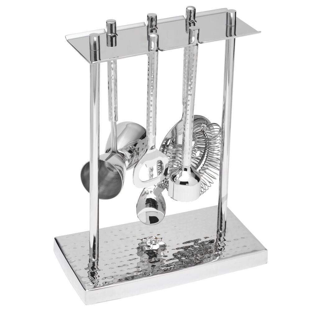 Premium Hammered 6-Piece Bar Tool Set - Stainless Steel Cocktail Mixing Kit with Jigger, Shaker & Strainer - Perfect for Home Bars, Cocktail Parties & Professional Bartenders