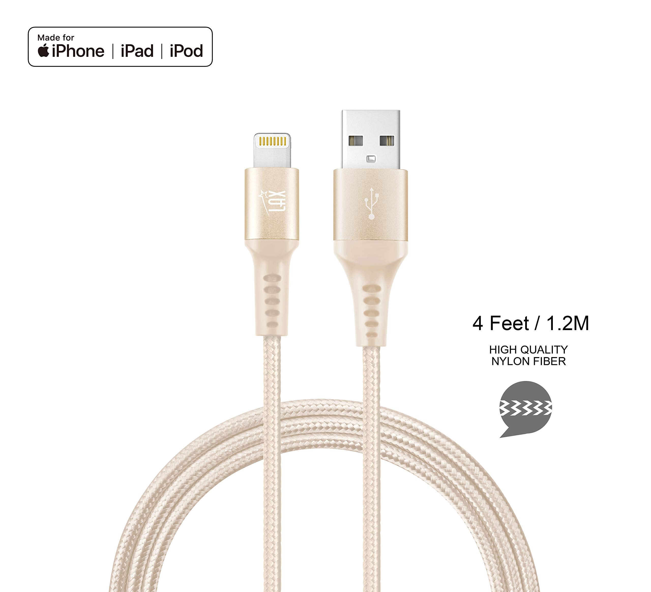 MFi Certified iPhone Charger Lightning Cable - Durable Braided USB Cord for iPhone 14/13/12/11/X/8, iPad & iPod | Fast Charging & Data Sync | Perfect for Home, Office & Travel Use