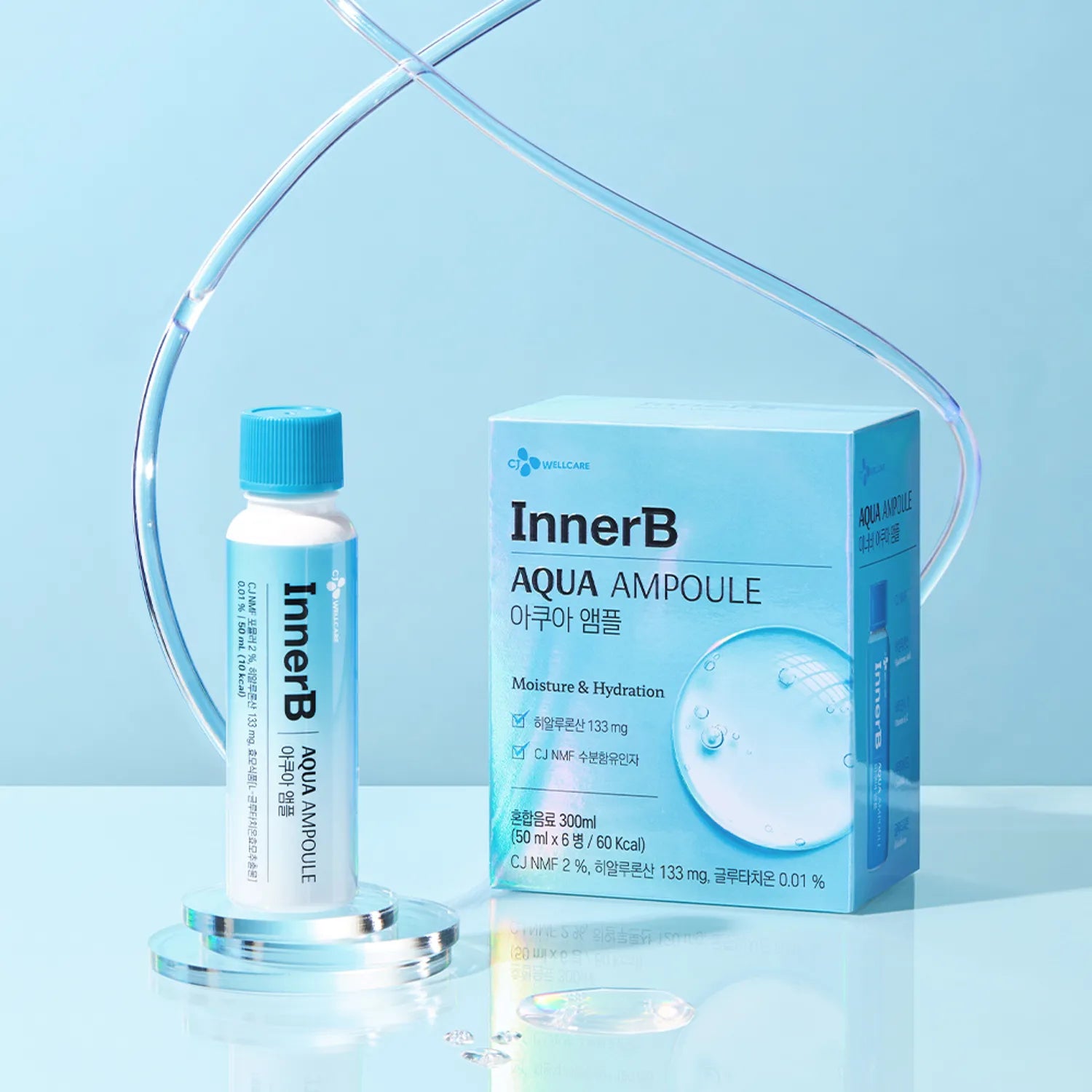 CJ InnerB Aqua Ampoule 50ml (6-Pack) - 6 Day Supply Hydrating Serum for Glowing Skin | Daily Skincare Routine, Morning & Night Facial Treatment