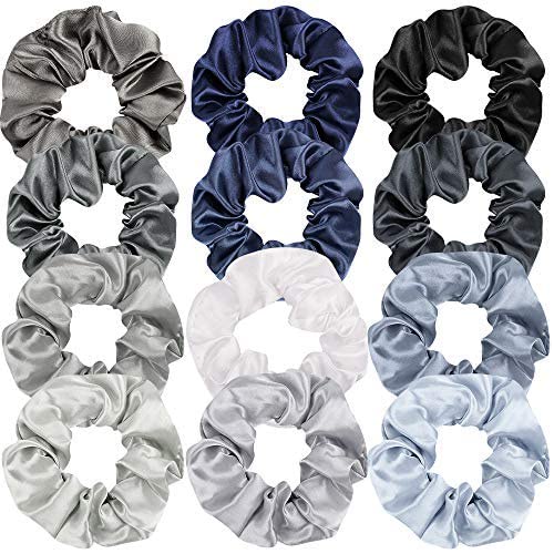 Belicia 12-Piece Satin Hair Scrunchies - Soft Elastic Hair Ties for Women & Girls (Perfect for Workouts, Sleep, and Everyday Styling)
