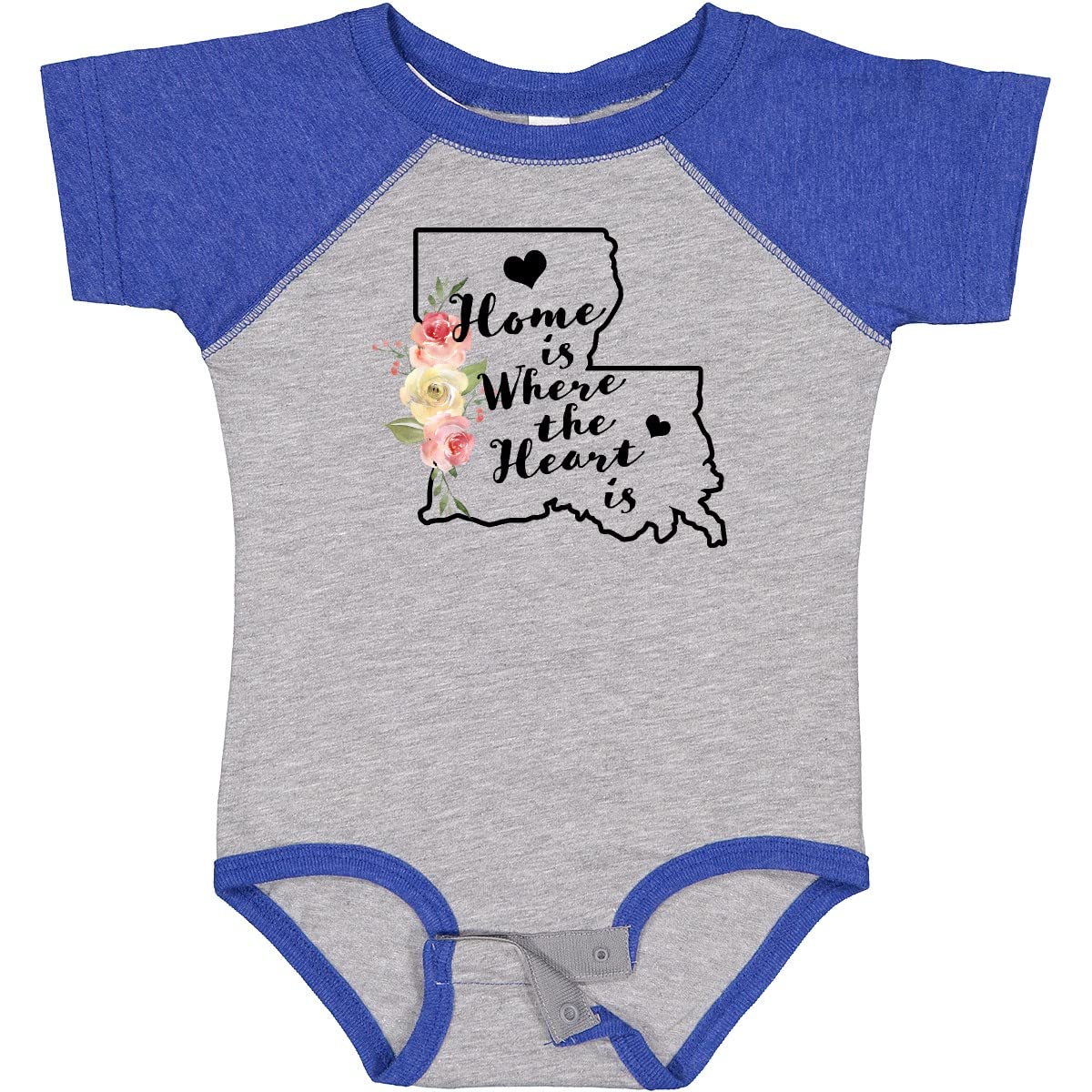 Inktastic Louisiana Home is Where The Heart is Watercolor Baby Bodysuit - Soft Cotton Onesie for Newborns, Infants & Toddlers - Perfect for Family Photos, Holidays & Everyday Wear