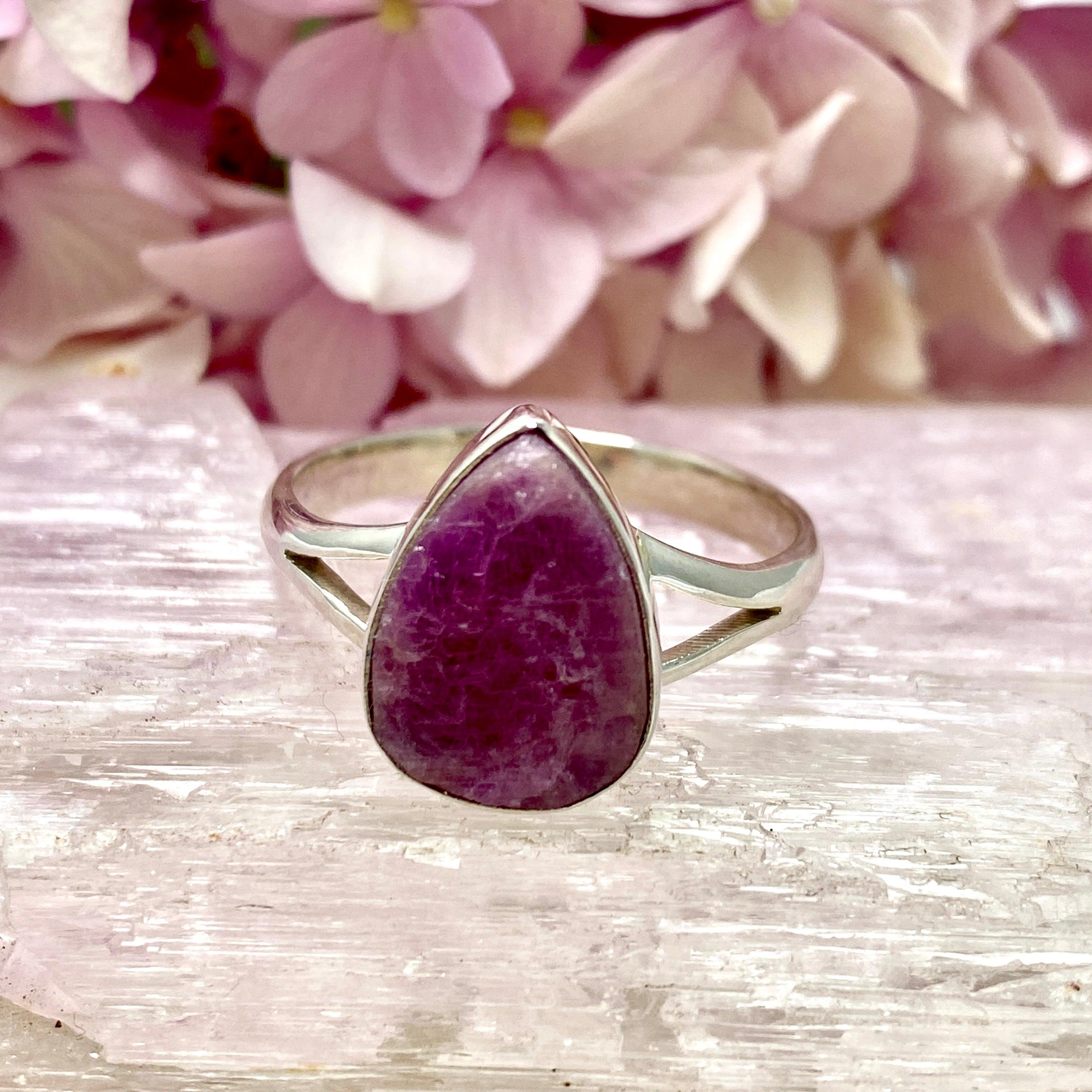 Natural Raw Ruby Teardrop Ring - 925 Sterling Silver Handmade Jewelry R3935 for Women, Gift for Her, Valentine's Day, Anniversary, Birthday, Party Wear, Boho Chic Style