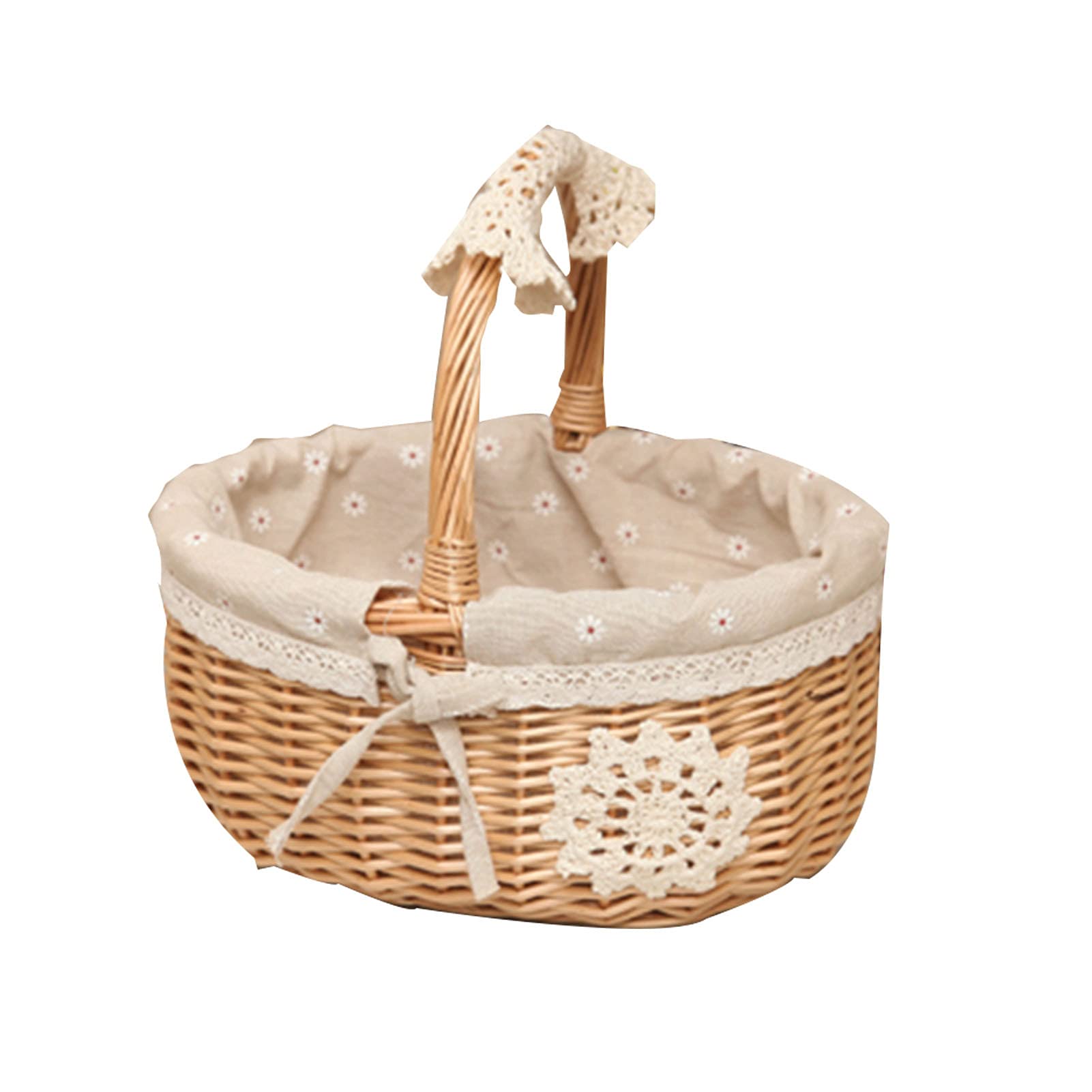 01SHIRTS Wicker Oval Storage Basket - Handwoven Rattan Picnic Basket for Food, Fruits, Eggs & Candy | Portable Easter Gift Basket | Perfect for Home Decor, Kitchen Storage, Outdoor Picnics & Holiday Decorations
