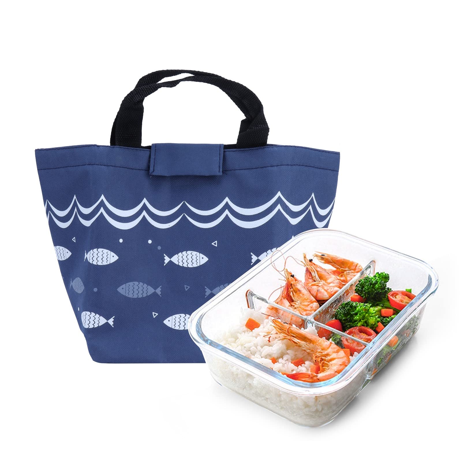 Insulated Lunch Bag for Women - Reusable Lunch Box Tote for Work, School, Office, Travel, Picnic, Hiking & Beach - Perfect for Meal Prep & Outdoor Activities (Blue)
