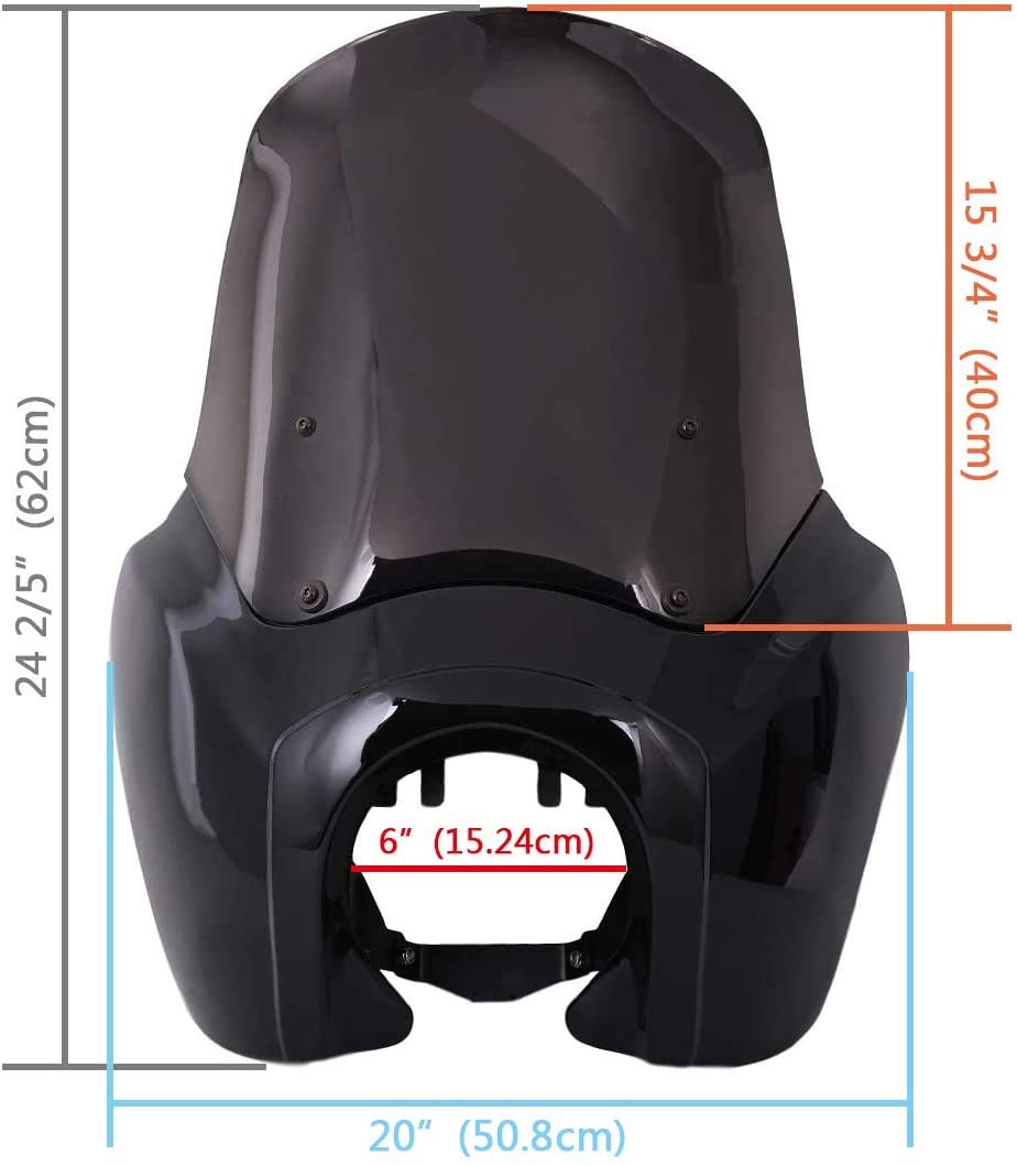 FATECIM 15'' Dark Smoke Motorcycle Headlight Fairing Cover for 2006-2017 Harley-Davidson Dyna - Easy Installation Upgrade for Wind Protection & Style Enhancement