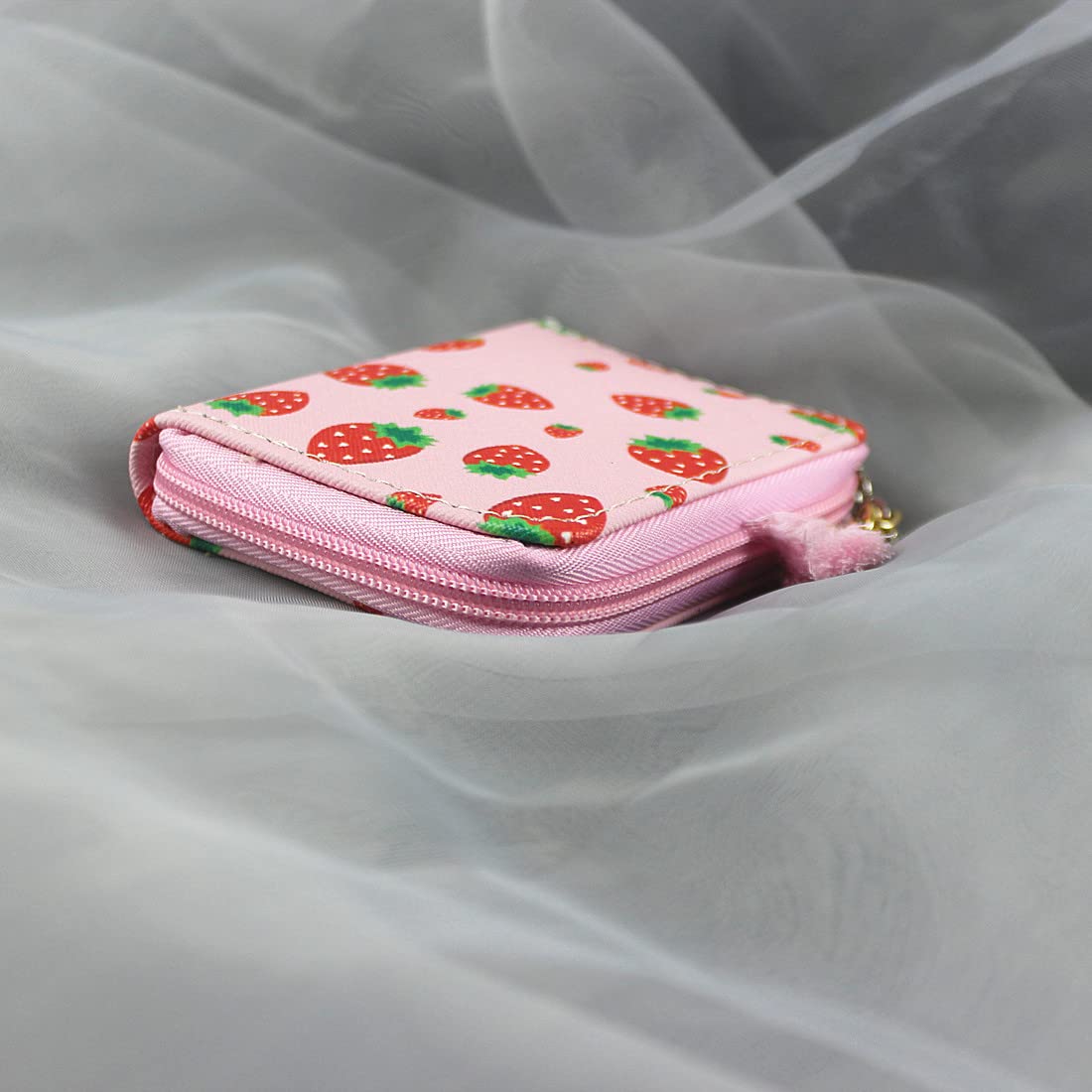 Mayebridge Women's PU Leather Strawberry Zipper Wallet - Cute Purse for Girls & Women - Perfect for Everyday Use, Travel, and Gifts (Strawberry)
