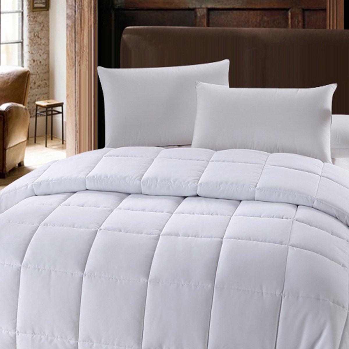 8-Piece Queen Size Bed in a Bag Embroidered Amalia Gold & White Duvet Set - Includes 3-Piece Cotton Duvet Cover, 4-Piece Queen Sheet Set & Full/Queen Down Alternative Comforter - Luxury Bedding for Master Bedroom, Guest Room & Hotel Decor
