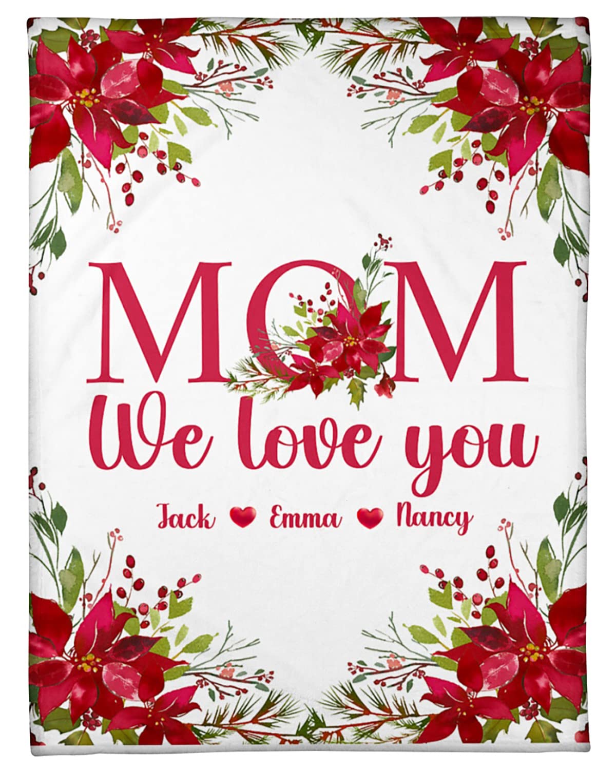 Personalized Mom Blanket with Custom Name - Soft Multicolor Watercolor Printed Throw Blanket - Perfect for Mother's Day Gifts, Cozy Home Decor & Family Keepsakes