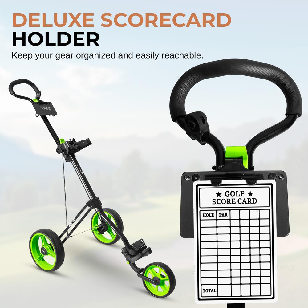 Premium 3 Wheel Golf Push Cart - Lightweight Folding Golf Trolley with Adjustable Handles & Smooth Rolling Wheels | Perfect for Golf Courses, Driving Range & Outdoor Practice