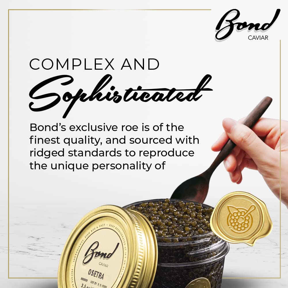 Premium Osetra Caviar - Gourmet Malossol Fish Roe with Sea Salt, Deep Brown Pearls (3.5oz/100g Glass Jar) - Luxury Gift for Special Occasions, Fine Dining & Celebrations - Overnight Shipping Available