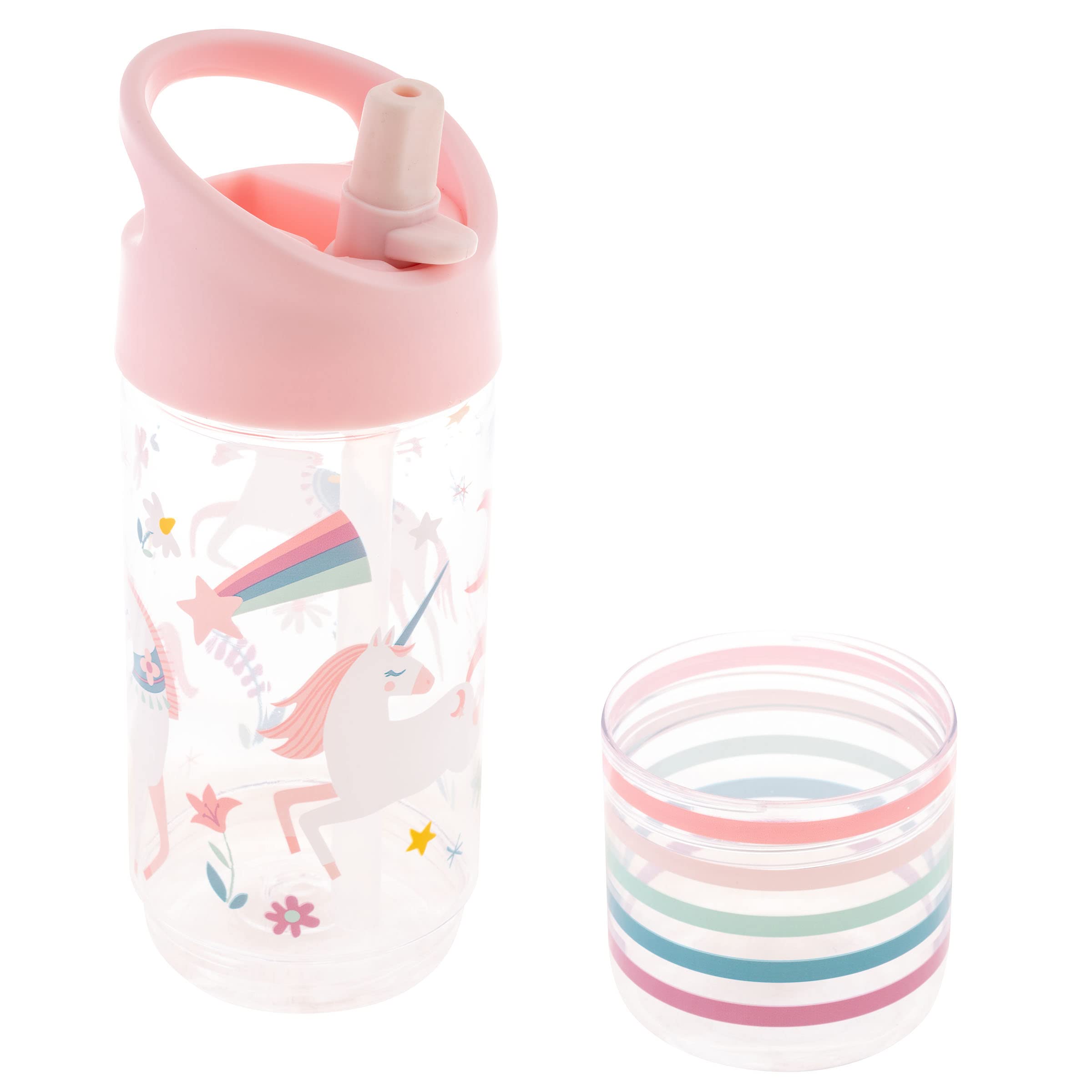 Stephen Joseph Kids Sip and Snack Water Bottle - 12oz BPA-Free Tritan Plastic, Leak-Proof Drinking Bottle with Snack Container for Boys & Girls, Unicorn Design - Perfect for School, Travel, and Outdoor Activities