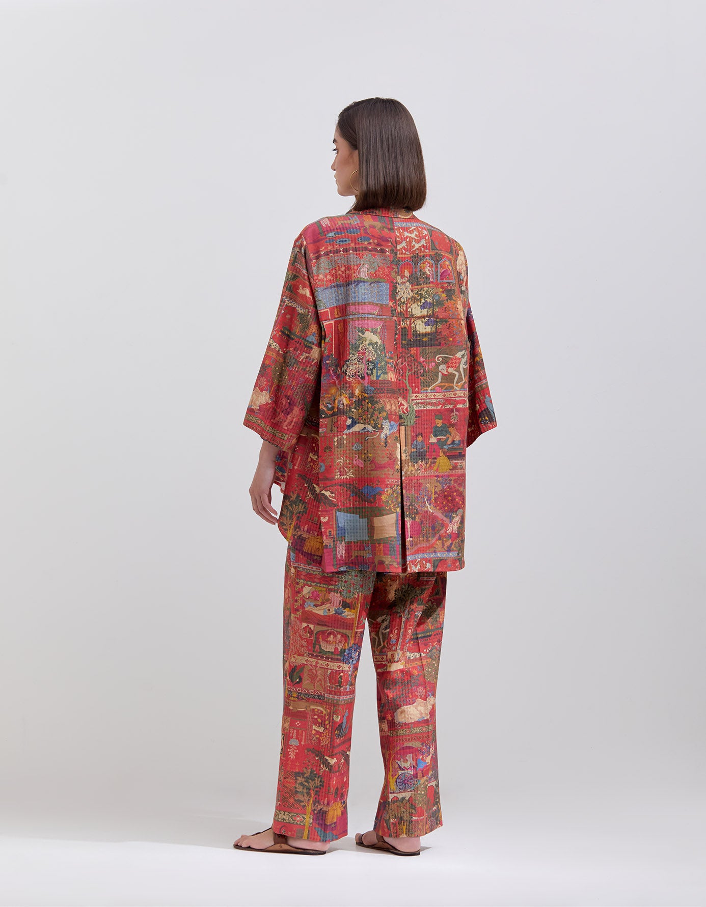 Chandrika Women's Cotton Silk Checkered Trousers in Crimson - Elegant and Comfortable for Casual Wear, Office, and Travel