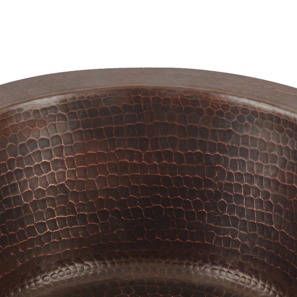 Premium 12-Inch Round Hammered Copper Bar Sink with 2-Inch Drain Opening - BR12DB2 - Perfect for Kitchen Islands, Wet Bars & Outdoor Entertaining Areas