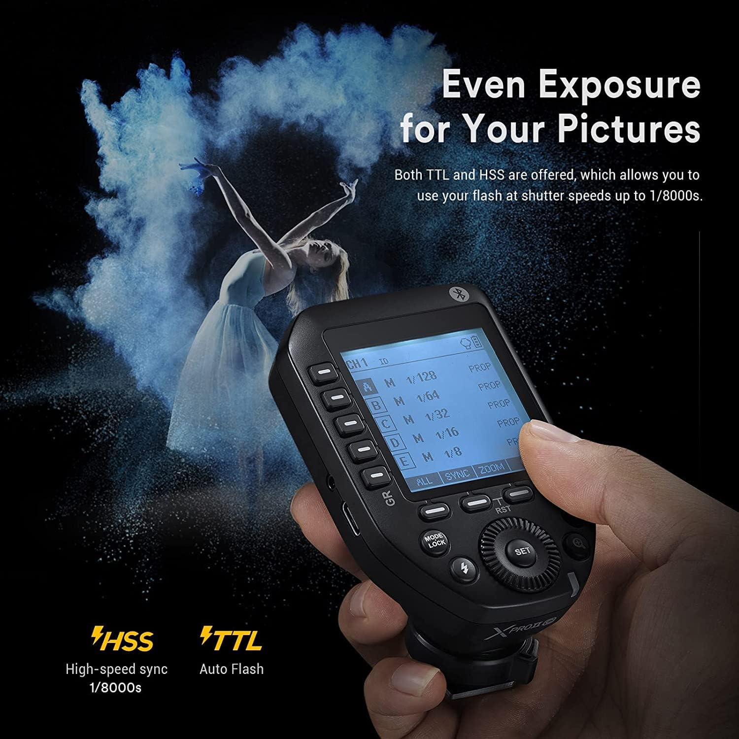 Godox XProII-C TTL Wireless Flash Trigger for Canon Cameras - 2.4G HSS up to 1/8000s, Bluetooth, TCM Conversion, Quick-Release Lock, 16 Groups & 32 Channels - Perfect for Studio, Wedding & Outdoor Photography