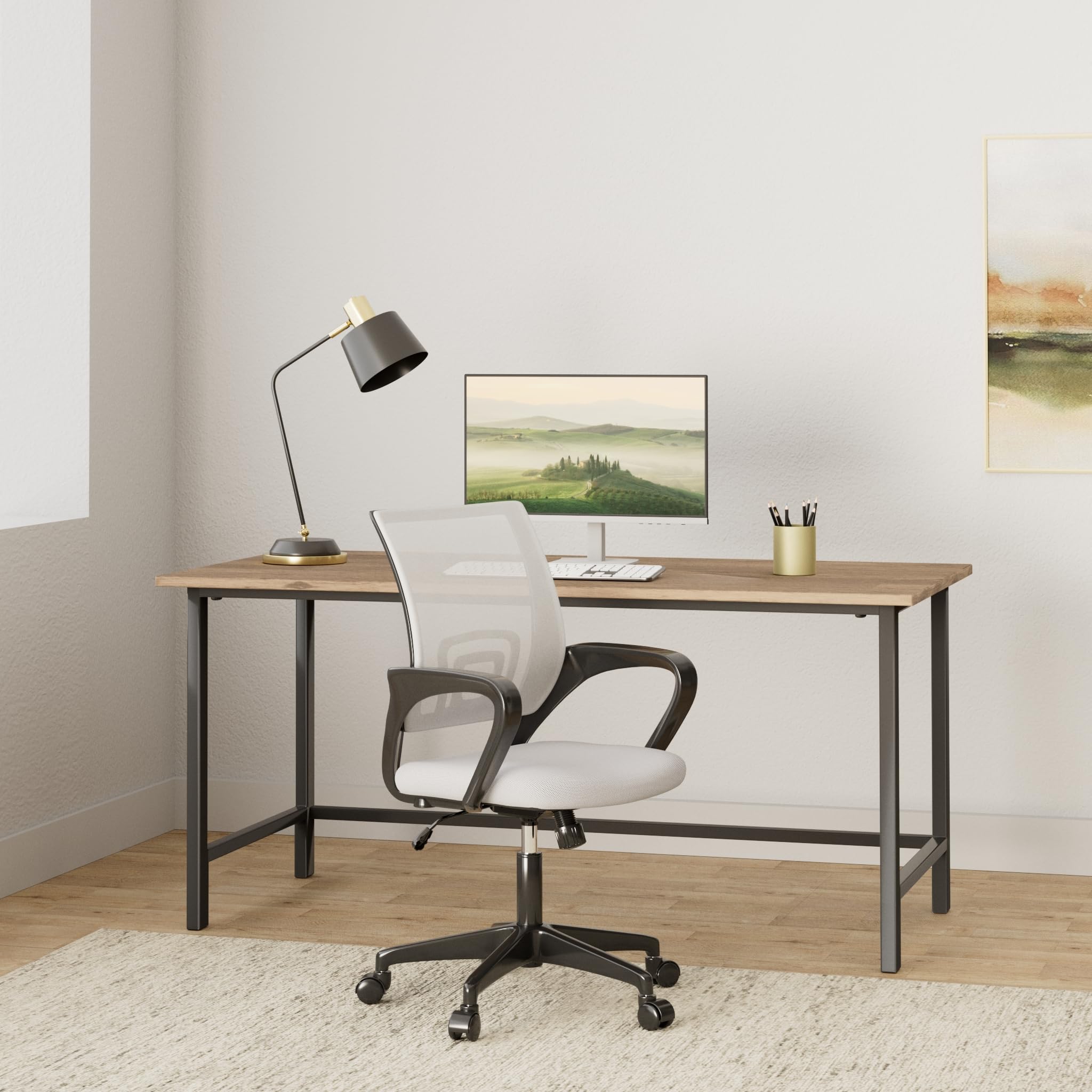 Best Ergonomic Office Chair - Adjustable Mesh Computer Desk Chair with Lumbar Support & Armrests, Mid Back Executive Swivel Rolling Task Chair for Home Office (Grey) - Perfect for Long Work Hours & Remote Work Comfort