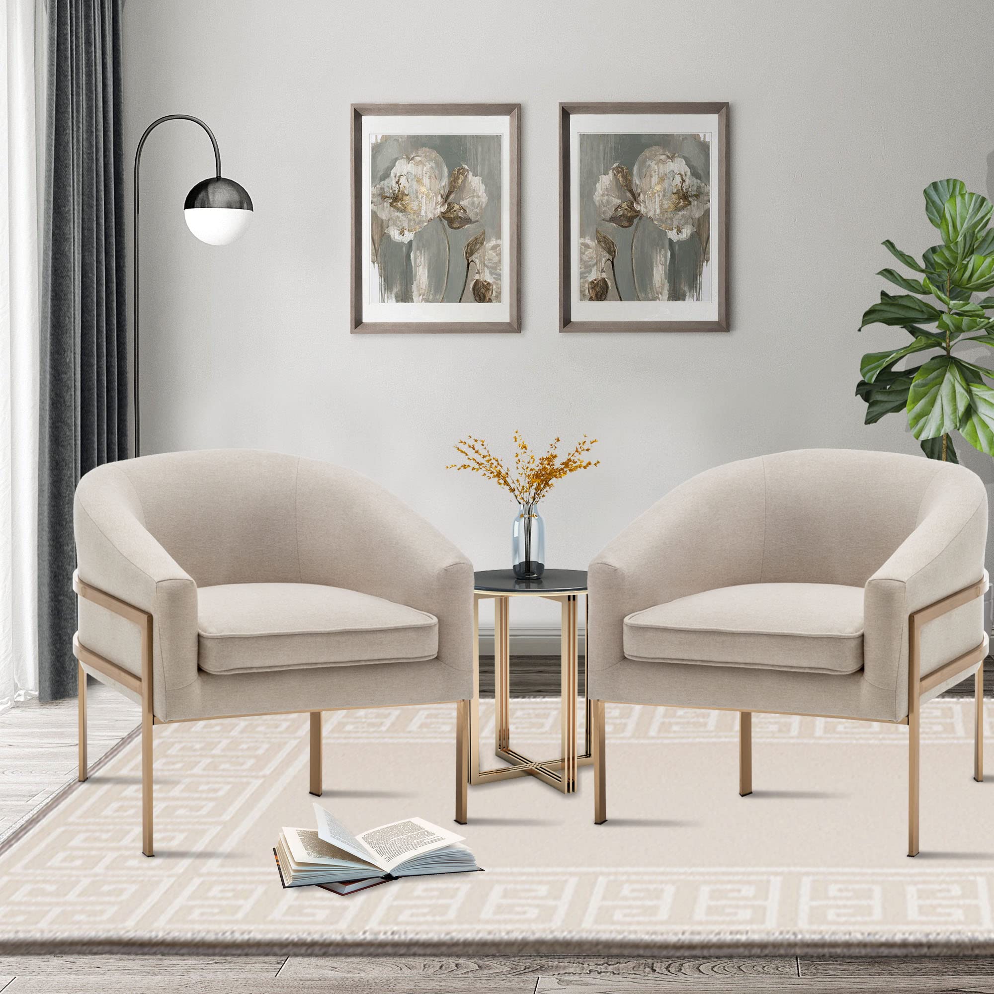 Annjoe Modern Accent Chair - Upholstered Armchair with Sturdy Metal Frame Legs for Living Room, Bedroom, Kitchen | Perfect for Relaxing, Reading & Home Decor