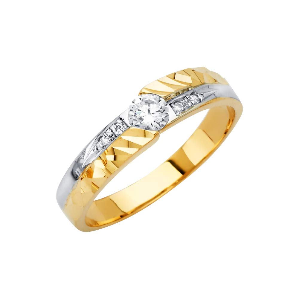 14K Yellow Gold Men's CZ Cubic Zirconia Simulated Diamond Wedding Band Trio Set Ring - Size 10 - Durable & Hypoallergenic Jewelry Gift for Husband, Boyfriend, Groom - Perfect for Weddings, Anniversaries & Special Occasions