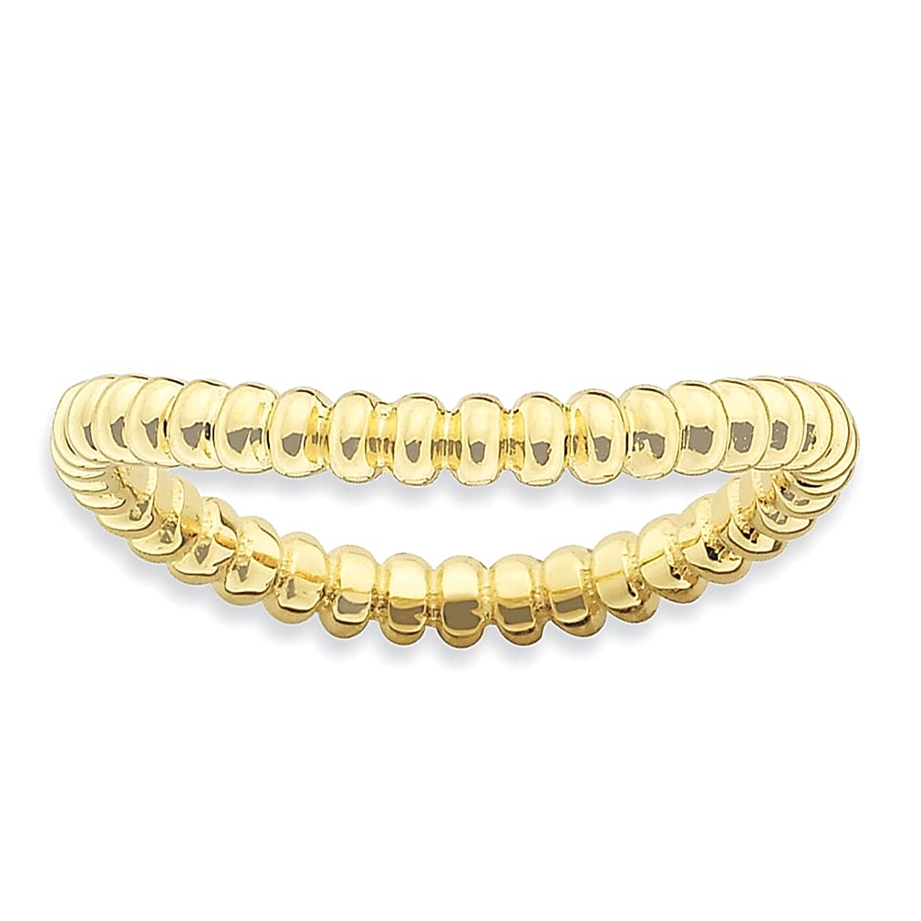 925 Silver Gold Plated Wave Ring - Stackable Jewelry for Women | Gifts & Everyday Wear