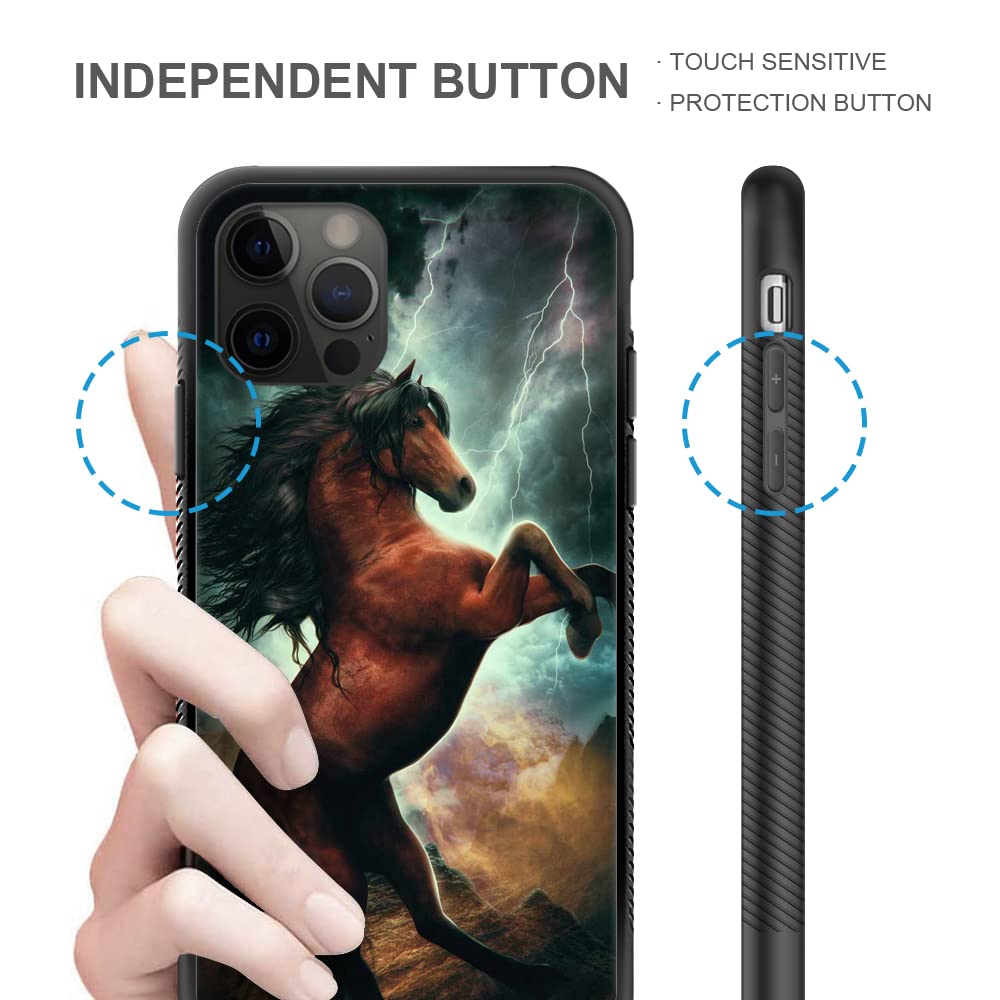 Premium iPhone 12 Pro Max Case with Unique Horse Pattern - Shockproof Hard PC Back & Anti-Slip TPU Bumper Protective Cover for Women (6.7 inch) - Perfect for Everyday Use, Work, and Outdoor Activities