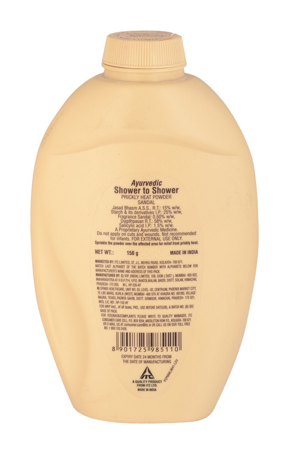 Shower to Shower Sandal Prickly Heat Powder - 150g | Talc-Free Body Powder for Men & Women | Prevents Sweat & Odor After Shower, Gym, or Outdoor Activities