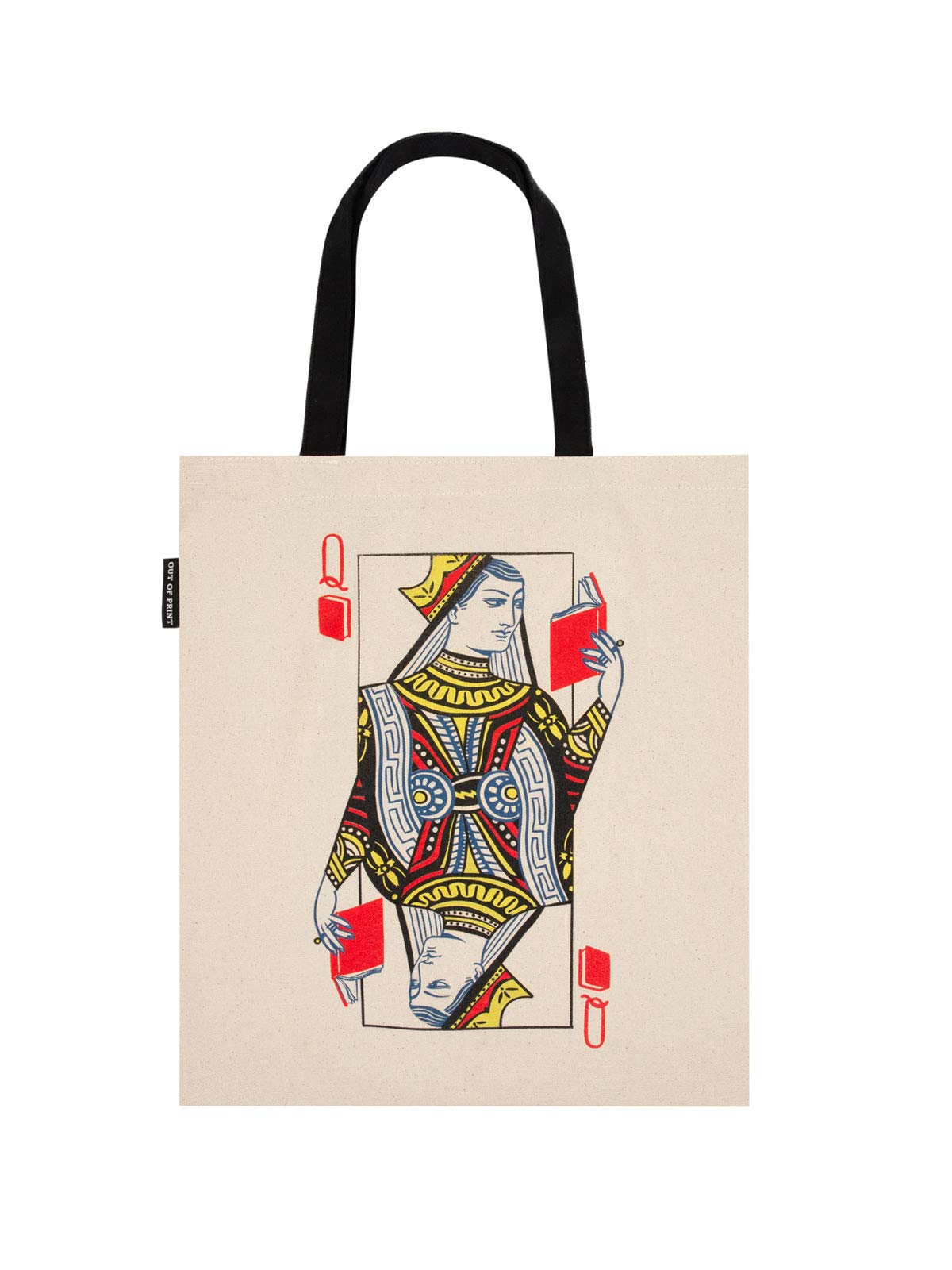 Out of Print Queen of Books Tote Bag - Durable Canvas Book Lover Gift - Perfect for Library, Bookstore & Literary Events